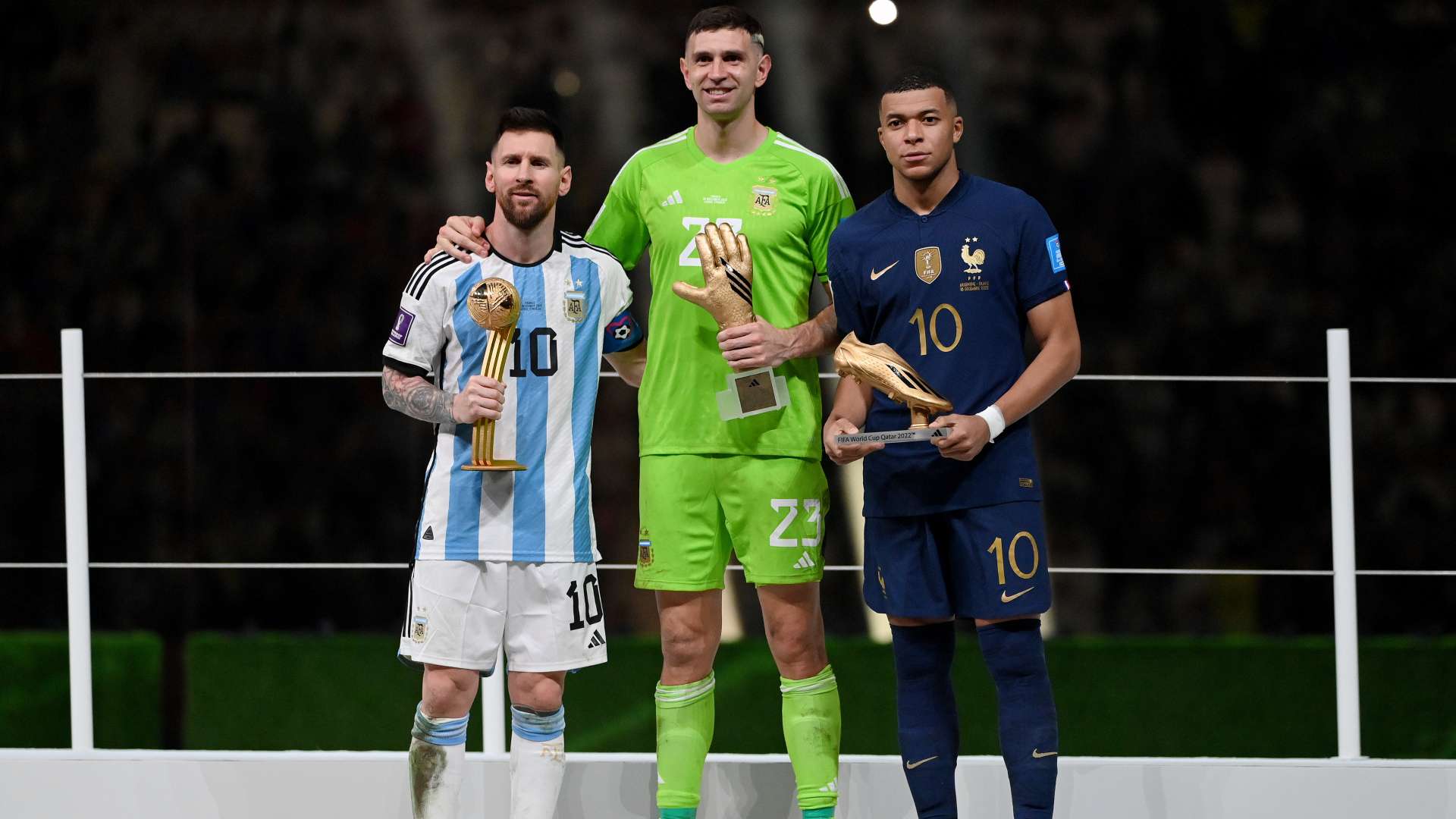 Emiliano Martinez Kylian Mbappe Lionel Messi France Argentina