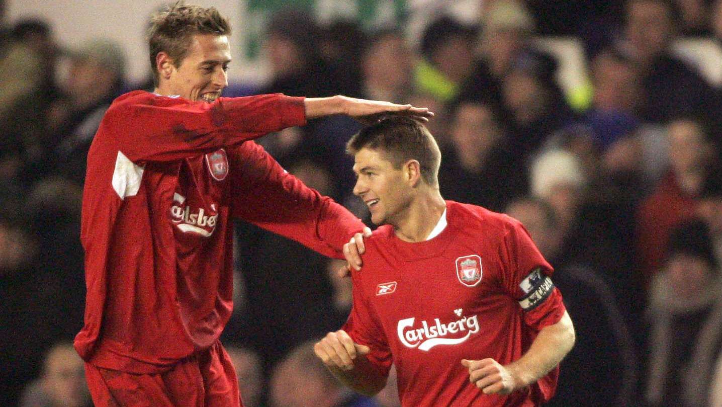 Steven Gerrard Peter Crouch Liverpool Everton Premier League 28122005