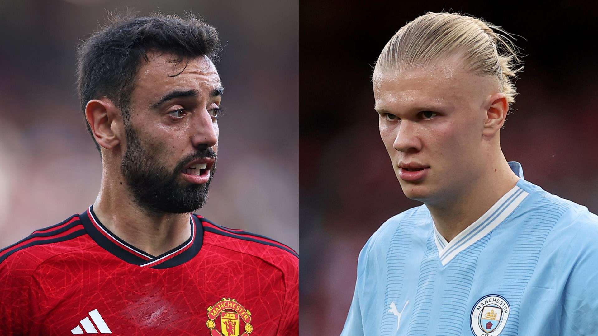 Bruno Fernandes Erling Haaland Man Utd Man City