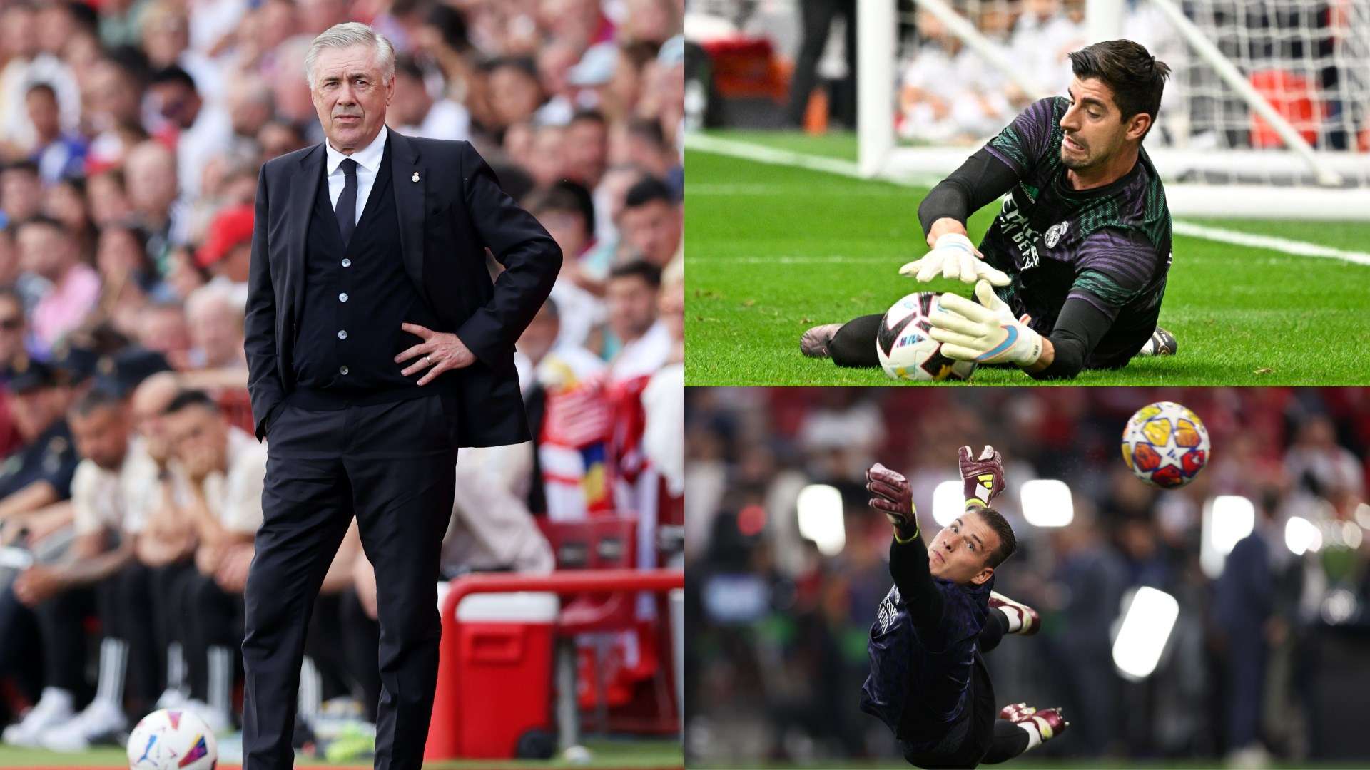 Carlo Ancelotti Thibaut Courtois Andriy Lunin Real Madrid 2024